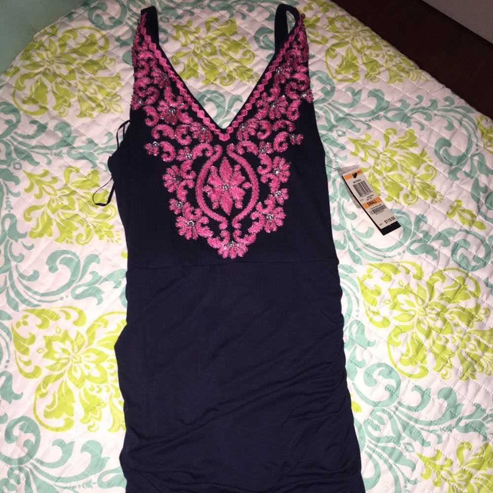 INC - International Concepts Navy Ruched Dress NWT